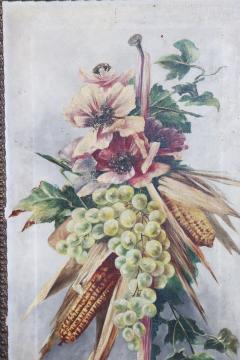 Set of two Oil Painting on Canvas signed Composition with Flowers and Fruit - 2635501