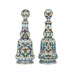 Set of two Russian silver gilt and cloisonn enamel scent bottles - 3215267