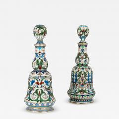 Set of two Russian silver gilt and cloisonn enamel scent bottles - 3216650