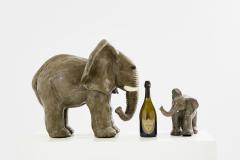Set of two Val rie Courtet elephant sculptures glazed stoneware circa 2010 - 4077380