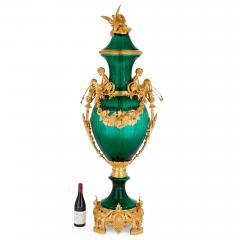 Set of two large green glass gilt bronze mounted vases - 3268978