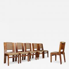 Set six 1970s Italian walnut fabric dining chairs - 2983400