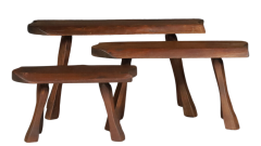 Set three French oakwood brutalist organic tables - 2977635