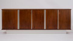 Seven Foot Narrow Rosewood and Aluminum Cabinet 1970s France - 3534286