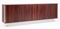 Seven Foot Narrow Rosewood and Aluminum Cabinet 1970s France - 3534288