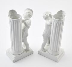 Sevres Style Bisque Porcelain Decorative Figural Pair Vases - 3546328