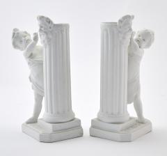 Sevres Style Bisque Porcelain Decorative Figural Pair Vases - 3546329