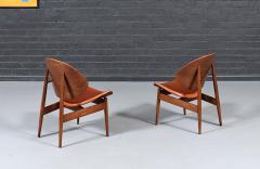 Seymour J Wiener Mid Century Clam Shell Leather Chairs by Seymour J Wiener for Kodawood - 4690781
