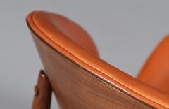 Seymour J Wiener Mid Century Clam Shell Leather Chairs by Seymour J Wiener for Kodawood - 4690785