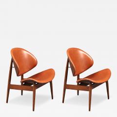 Seymour J Wiener Mid Century Clam Shell Leather Chairs by Seymour J Wiener for Kodawood - 4690850