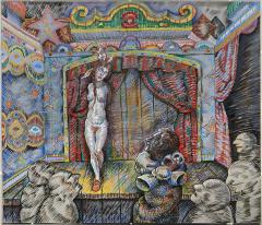 Seymour Rosofsky Nude Native American Indian Girl on Burlesque Stage - 4357841