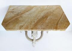 Shabby Chic Antique Wood Console Tables Faux Marble Painted Tops a Pair - 4416340