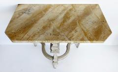 Shabby Chic Antique Wood Console Tables Faux Marble Painted Tops a Pair - 4416374