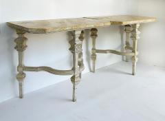 Shabby Chic Antique Wood Console Tables Faux Marble Painted Tops a Pair - 4416387