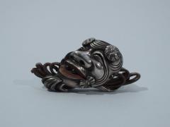 Shakudo Face Brooch Japanese C 1880 - 3748575