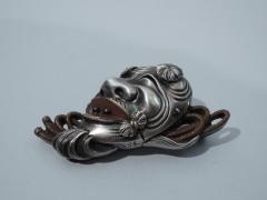 Shakudo Face Brooch Japanese C 1880 - 3748594