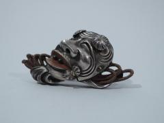 Shakudo Face Brooch Japanese C 1880 - 3748597