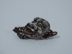 Shakudo Face Brooch Japanese C 1880 - 3748604