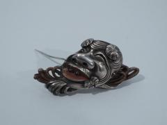 Shakudo Face Brooch Japanese C 1880 - 3748620