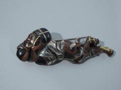 Shakudo Woman in Repose Brooch Japanese C 1880 - 3748588