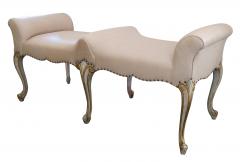 Shapely French Louis XV Style Pale Green Painted Double Seated Bench - 196432