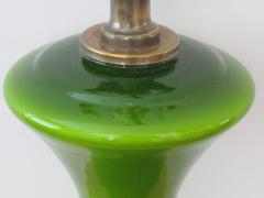 Shapely Pair of 1960s Apple Green Cased Glass Baluster Form Lamps - 1098989