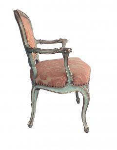 Shapely pair of Italian rococo style aqua painted and parcel gilt armchairs - 2616428