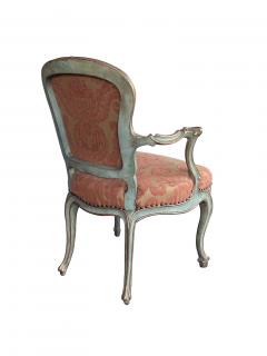 Shapely pair of Italian rococo style aqua painted and parcel gilt armchairs - 2616429