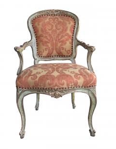 Shapely pair of Italian rococo style aqua painted and parcel gilt armchairs - 2616430