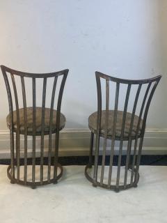 Shaver Howard MODER PAIR OF SLATTED BRUSHED STEEL CHAIRS BY SHAVER HOWARD - 1647078