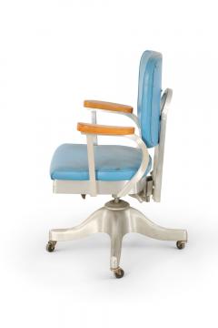 Shaw Walker Shaw Walker Co Mid Century Blue Faux Leather and Steel Rolling Office Chair - 4274839
