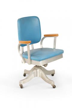 Shaw Walker Shaw Walker Co Mid Century Blue Faux Leather and Steel Rolling Office Chair - 4274843