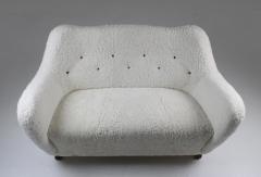 Sheepskin Sofa Loveseat by Sten Wic ns M belfabrik 1950s Sweden - 1143957