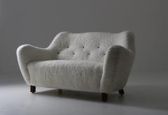 Sheepskin Sofa Loveseat by Sten Wic ns M belfabrik 1950s Sweden - 1143962