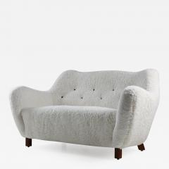 Sheepskin Sofa Loveseat by Sten Wic ns M belfabrik 1950s Sweden - 1144640