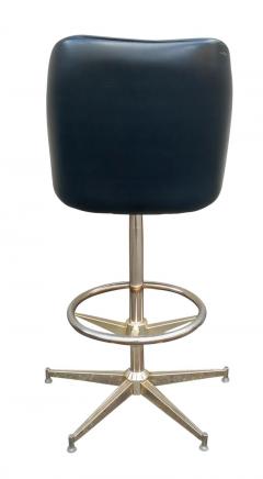 Shelby Williams Mid Century Vintage Set 5 Swivel Bar Stools By Shelby Williams Vinyl Brass Tone - 2618174