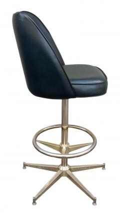 Shelby Williams Mid Century Vintage Set 5 Swivel Bar Stools By Shelby Williams Vinyl Brass Tone - 2618180