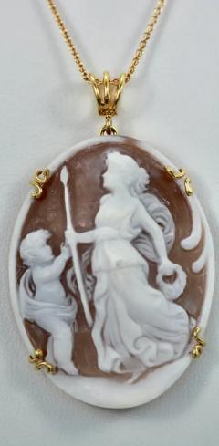 Shell Cameo Large Pendant with Chain - 3455218