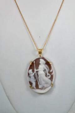 Shell Cameo Large Pendant with Chain - 3455234