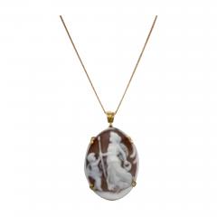 Shell Cameo Large Pendant with Chain - 3563793