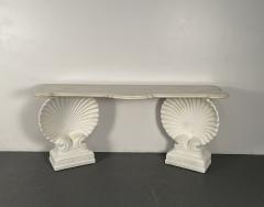Shell Console Table Marble and Stone Pedestal Early 20th Century Industrial - 3308274