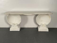 Shell Console Table Marble and Stone Pedestal Early 20th Century Industrial - 3308275