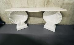 Shell Console Table Marble and Stone Pedestal Early 20th Century Industrial - 3308276