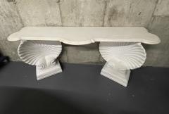 Shell Console Table Marble and Stone Pedestal Early 20th Century Industrial - 3308278