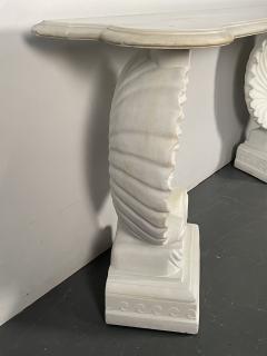 Shell Console Table Marble and Stone Pedestal Early 20th Century Industrial - 3308282