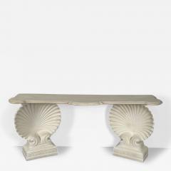 Shell Console Table Marble and Stone Pedestal Early 20th Century Industrial - 3310195