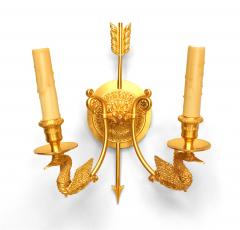 Sherle Wagner French Empire Style Gilt Bronze Swan and Arrow Wall Sconce - 1380250