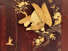 Shibayama Art Meiji Era Ebonized Wood Lacquer Two Panel Screen Japan 1890s - 4103189