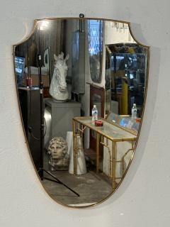 Shield Shaped Wall Mirror with Brass Frame Italy 1950s - 4353624