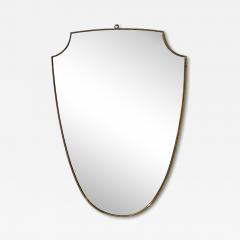 Shield Shaped Wall Mirror with Brass Frame Italy 1950s - 4355133